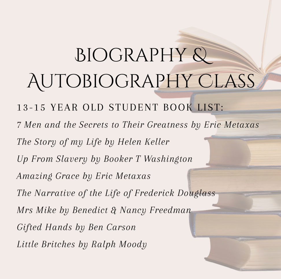 Biography &amp; Autobiography Class | 13-15 Year Old |  FALL 2026